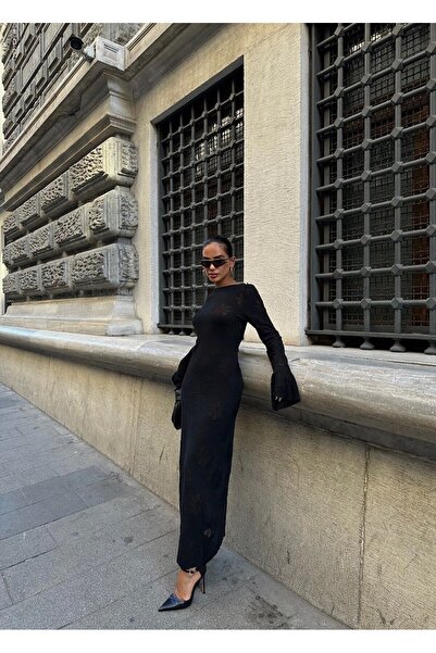 LOKADI Πλεκτό φόρεμα με κέντημα Daisy - Μακρύ βραδινό φόρεμα μάξι με ανοιχτή ...