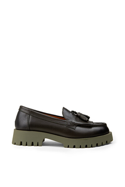 Deery Women's Genuine Leather Green Tasseled Loafer