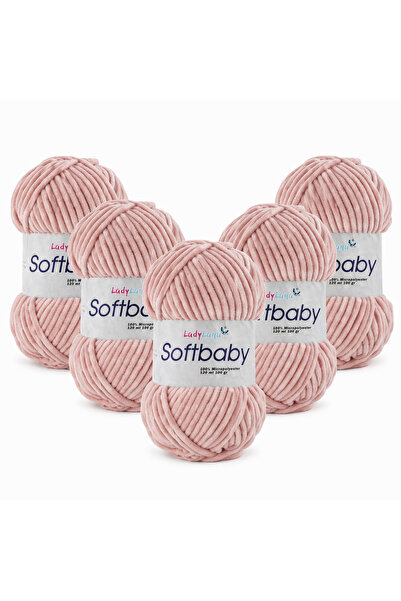 Ladylana SoftBaby (Βελούδινο) Νήμα για πλέξιμο στο χέρι (5 νήματα) 515 ΠΟΥΔΡΑ...