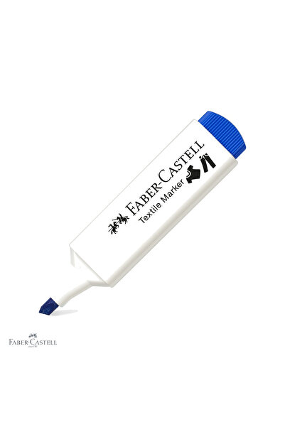 Faber Castell Marker textil albastru Faber-Castell, vârf teșit cu 3 grosimi, ...