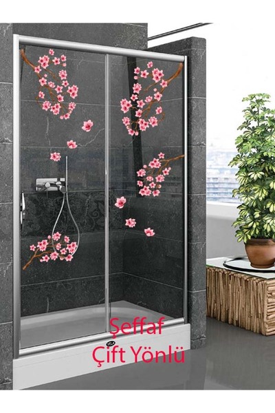 aiki Şeffaf, Çift Yönlü, 2 li Sakura, Kiraz Çiçekleri ve Dalları Cam, Duvar S...