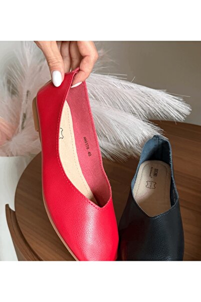 BENOTTİ Women's Sadde Red Ballet Flats