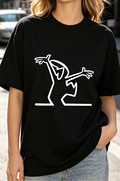 Arabest Womens T Shirts Dancing Figure Graphic Oversized Casual Style