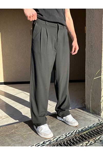 DIRECTIVE JEANS Βασικό Υπερμεγέθες Παντελόνι από Ύφασμα σε Φαρδιά Γραμμή ΜΑΥΡ...