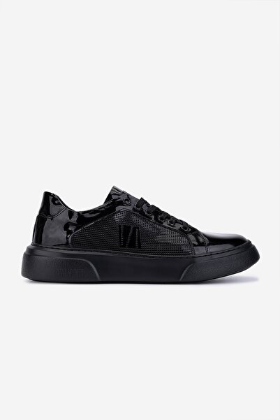 Valmenti Erkek Hakiki Deri Siyah Rugan Sneakers & Spor Ayakkabı