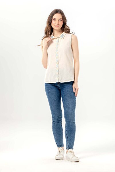 Eliş Şile Bezi Αμάνικο πουκάμισο Aden Classic με γιακά από ύφασμα Şile, καλοκ...