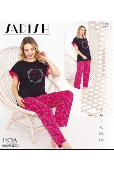 trendgiyimm Women's Kisakol Combed Cotton Pajama Set