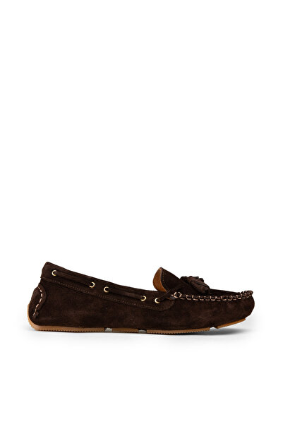 Deery Women's Genuine Suede Brown Tasseled Loafer