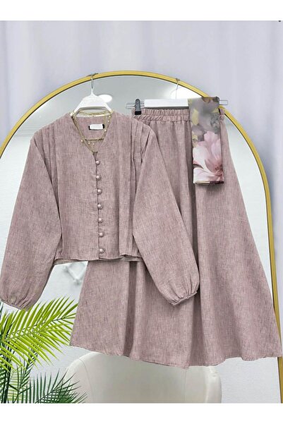 modasindoma ντραπέ K Λινό ΣΕΤ ΜΕ ΦΟΥΣΤΑ