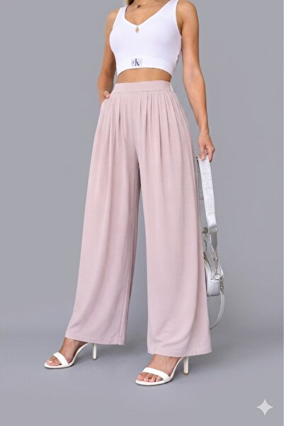 BORCKA TEKSTİL Γυναικείο παντελόνι με λάστιχο στη μέση, λεπτομερή πλαϊνή τσέπ...