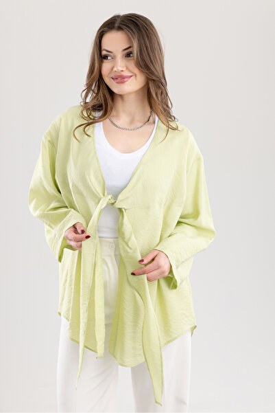 TUĞBA ERGÜL Γυναικείο Βασικό Κιμονό-Πουκάμισο με Ζώνη στο Μπροστινό Μέρος