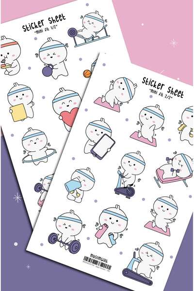 MuslimWalk Mini Fit 2’li Spor Yapan Emoji Sticker Seti #180