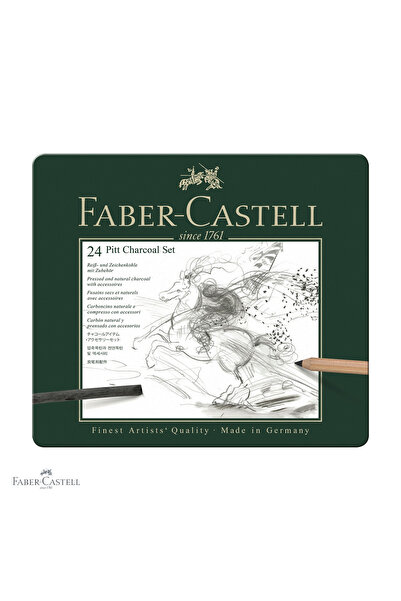 Faber Castell Set de cărbune monocrom Pitt, 24 de piese, Faber-Castell, creio...