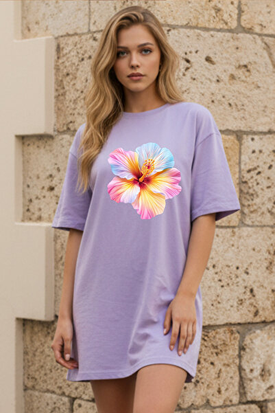 Pink Sky Γυναικείο μπλουζάκι με κοντό μανίκι και λαιμόκοψη, μεγάλο μέγεθος, ν...