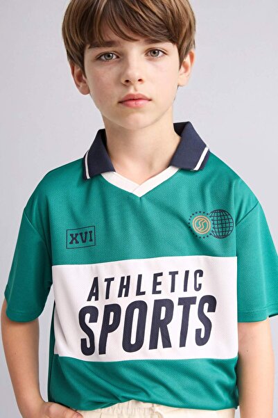 DeFacto Υπερμεγέθη μπλουζάκι πόλο με γιακά από τούλι και κοντό μανίκι για αγό...