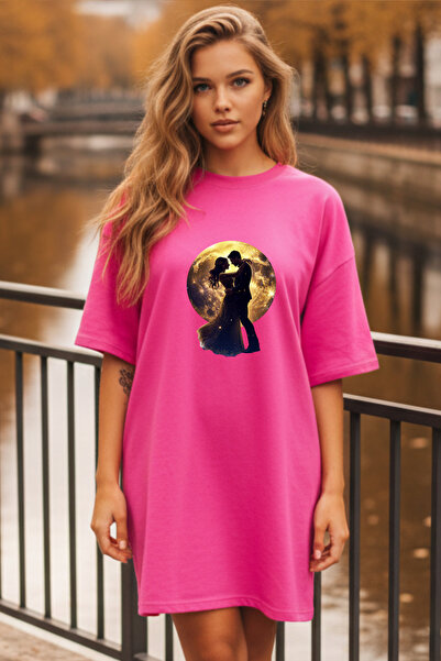 Pink Sky Γυναικείο μπλουζάκι με κοντό μανίκι και λαιμόκοψη, μεγάλο μέγεθος, ν...