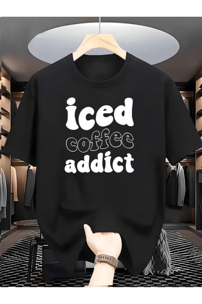 LAVİTTA تيشرت قطني فاخر بطبعة "إدمان القهوة الباردة"