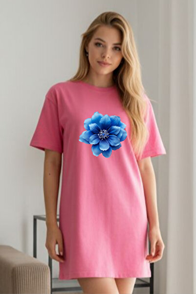 Pink Sky Γυναικείο μπλουζάκι με κοντό μανίκι και λαιμόκοψη, μεγάλο μέγεθος, ν...