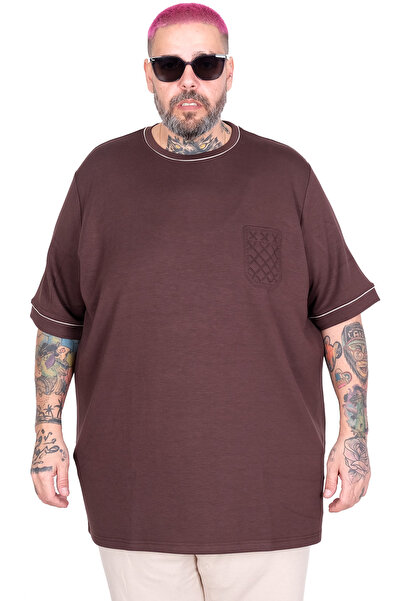 ModeXL Mode XL Large Size T-Shirt Gofre U26221 Brown