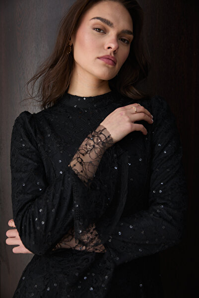 Melike Tatar Δαντελωτό Φόρεμα με Παγιέτες 32-2762