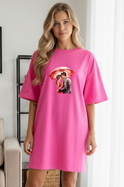 Pink Sky Γυναικείο μπλουζάκι με κοντό μανίκι και λαιμόκοψη, μεγάλο μέγεθος, ν...