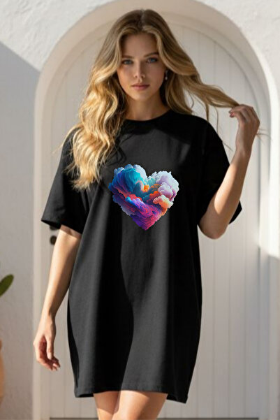 Pink Sky Γυναικείο μπλουζάκι με κοντό μανίκι και λαιμόκοψη, μεγάλο μέγεθος, ν...