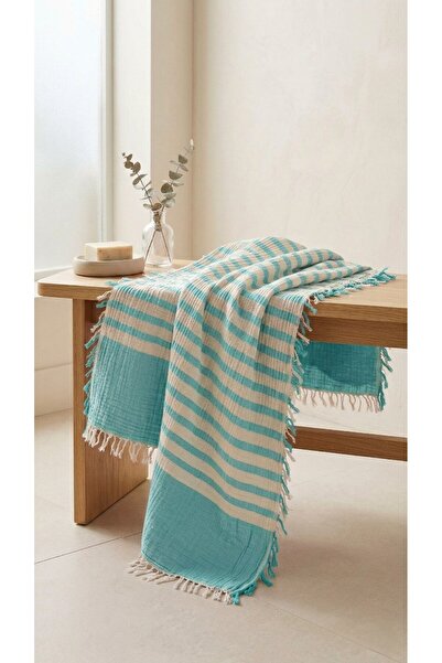 Mujo Home Collection Πετσέτα μπάνιου/παραλίας 2 στρώσεων από μουσελίνα - Πεστ...