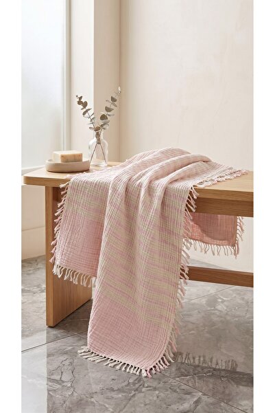 Mujo Home Collection Πετσέτα μπάνιου/παραλίας 2 στρώσεων από μουσελίνα - Πεστ...