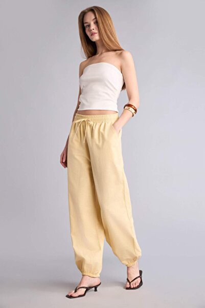 DeFacto Βαμβακερό παντελόνι με ψηλή μέση και τσέπες Balloon Fit H5153AX26SM