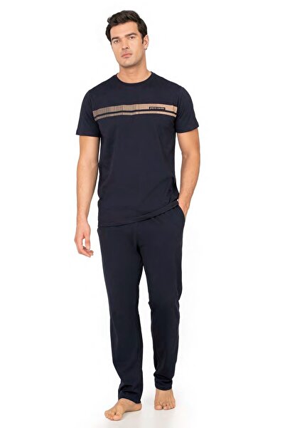 Pierre Cardin 100% Cotton Combed Men's Pajama Set, Pocket Detail