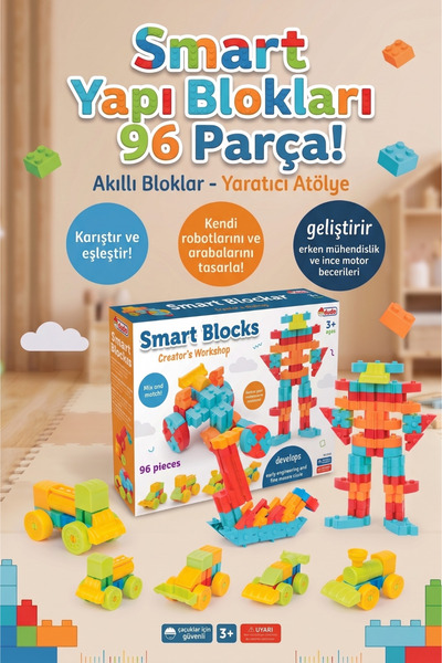 craftivio Smart Blocks Creative Workshop 96 Pieces Educational Building Set A...