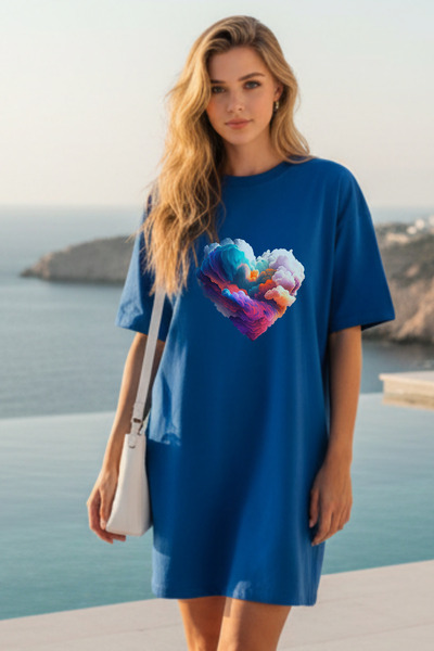 Pink Sky Γυναικείο μπλουζάκι με κοντό μανίκι και λαιμόκοψη, μεγάλο μέγεθος, ν...