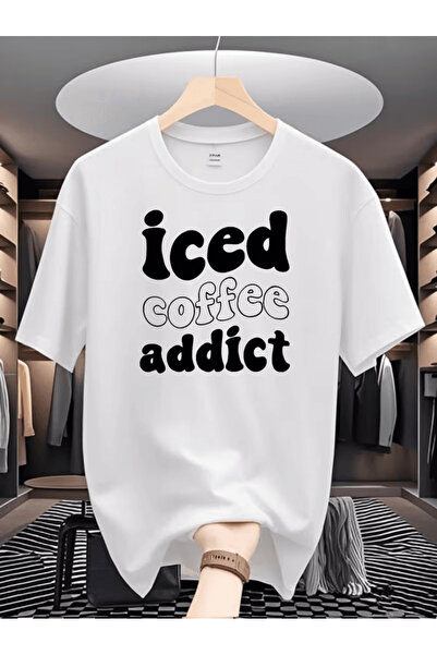 LAVİTTA تيشرت قطني فاخر بطبعة "إدمان القهوة الباردة"