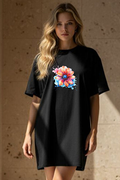 Pink Sky Γυναικείο μπλουζάκι με κοντό μανίκι και λαιμόκοψη, μεγάλο μέγεθος, ν...