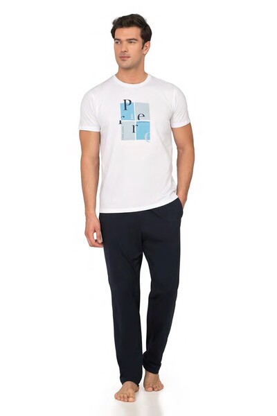 Pierre Cardin Ανδρικό σετ πιτζάμες από 100% βαμβάκι, χτενισμένο βαμβάκι, με σ...