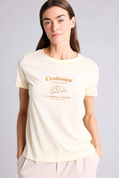 DeFacto Μπλουζάκι με κοντό μανίκι από χτενισμένο βαμβάκι με στάμπα Regular Fi...