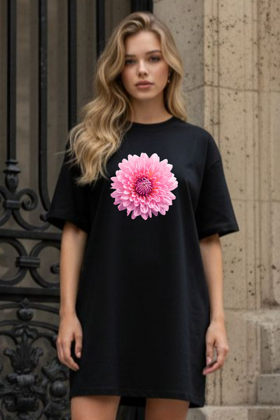 Pink Sky Γυναικείο μπλουζάκι με κοντό μανίκι και λαιμόκοψη, μεγάλο μέγεθος, ν...