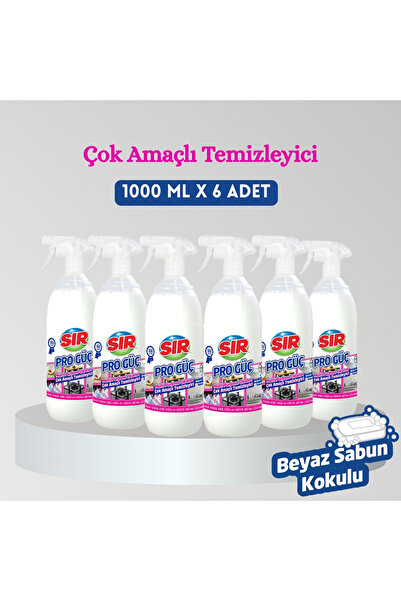 Sır Pro Güç Çok Amaçlı Temizleyici Beyaz Sabun Kokulu 1000 ml x 6 Adet