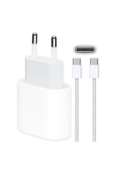 Tagomoon Hızlı Şarj Aleti Adaptör ve Halat Örgü Kablo Set 20W Type-C to Typ-C