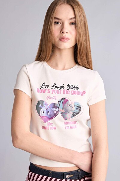 DeFacto Μπλουζάκι Barbie με στάμπα και κοντό μανίκι H7282AX26SM