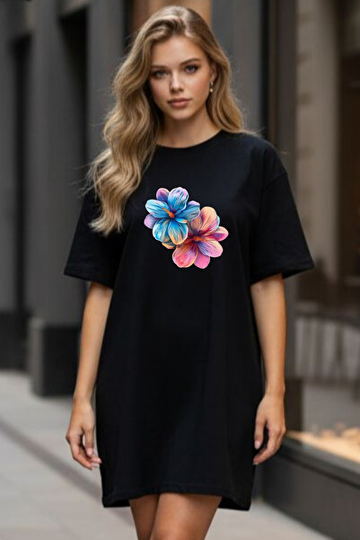 Pink Sky Γυναικείο μπλουζάκι με κοντό μανίκι και λαιμόκοψη, μεγάλο μέγεθος, ν...