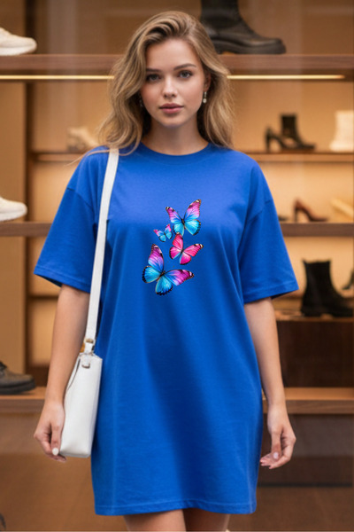 Pink Sky Plus Size Women Short Sleeve Crew Neck T-Shirt Dress Nightgown Comfy...