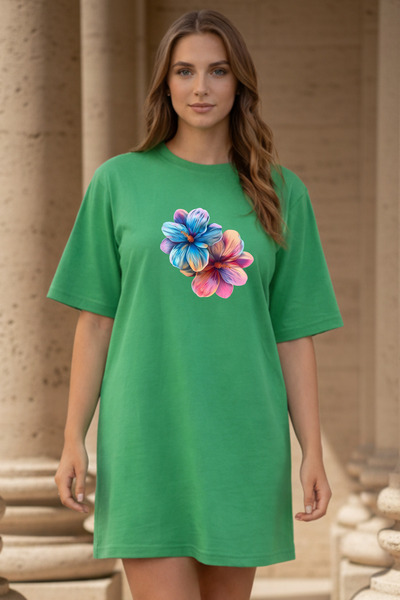 Pink Sky Γυναικείο μπλουζάκι με κοντό μανίκι και λαιμόκοψη, μεγάλο μέγεθος, ν...