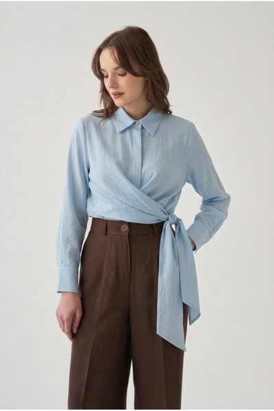 ALLDAY Πουκάμισο με μπλε μανσέτες και λεπτομέρεια κεντήματος