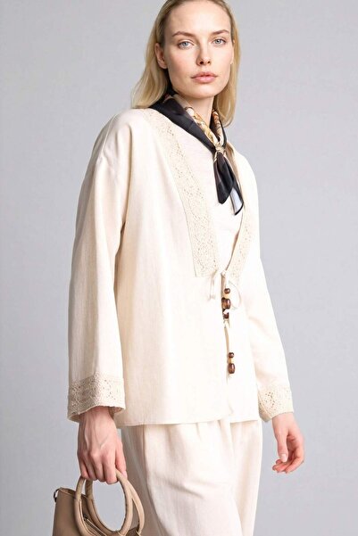 DeFacto Μακρυμάνικο πουκάμισο Relax Fit με λαιμόκοψη V από μείγμα λινών H3351...