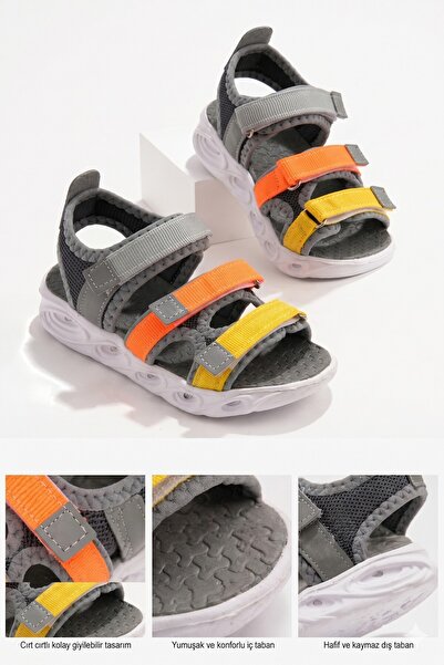 MUGGO Navi̇ Boys' Velcro Lighted Sandals