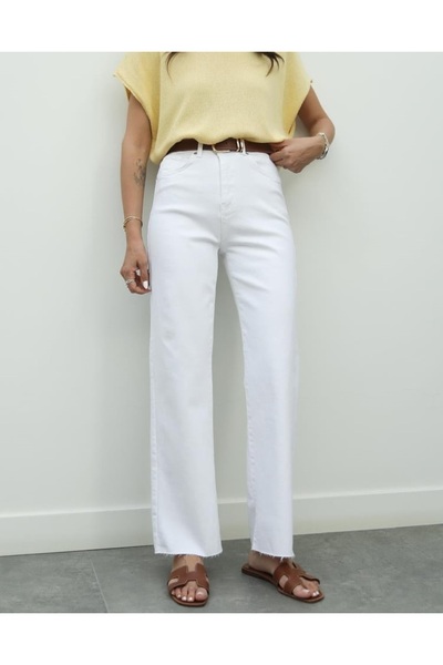 iznikten Cuffed Cinturelled Jeans - White