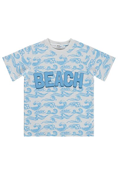 Civil Boys Μπλουζάκι με στάμπα παραλίας για 6-9 ετών - Εκρού