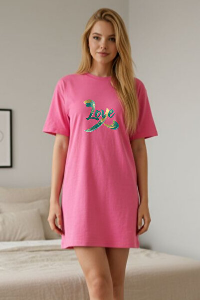 Pink Sky Rochie tricou cu mânecă scurtă și decolteu rotund pentru femei de mă...