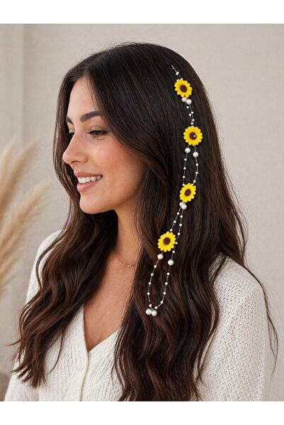 synshop Κίτρινο Αξεσουάρ Μαλλιών με Στρας Ηλίανθου και Χαμομήλι, Κομψό Αξεσου...